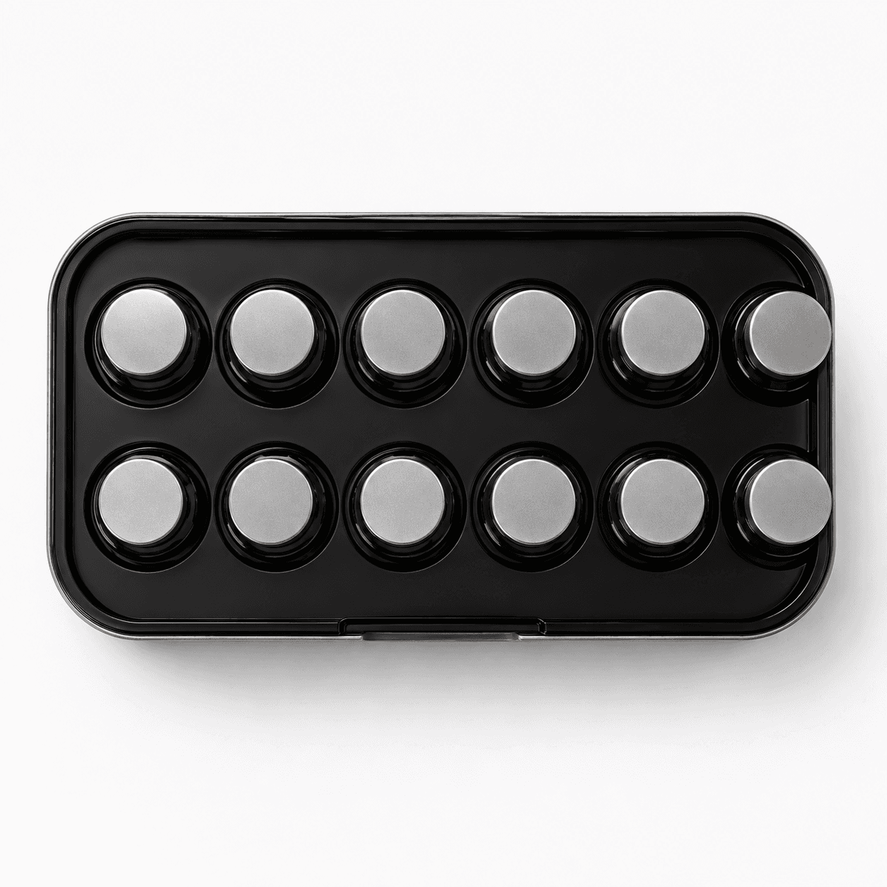 Top view of the KOLD insert holding twelve vials in two precise rows